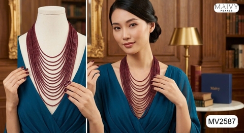 MV2587 - Dây chuyền đá thạch lựu nhiền tầng size hạt 3-4mm