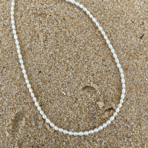 167-dây chuyền gạo màu Trắng