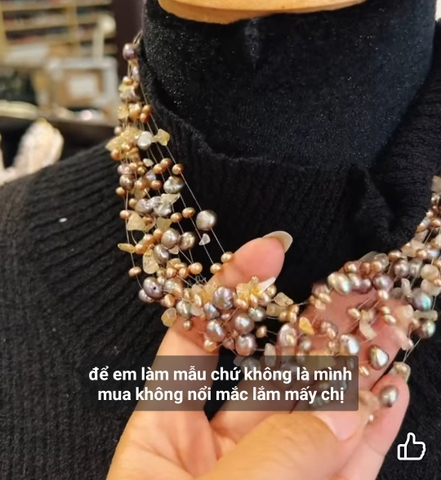 DC14- dây chuyền keshi mix ngọc và đá