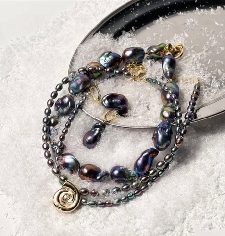 dây chuyền gạo lông công 90cm