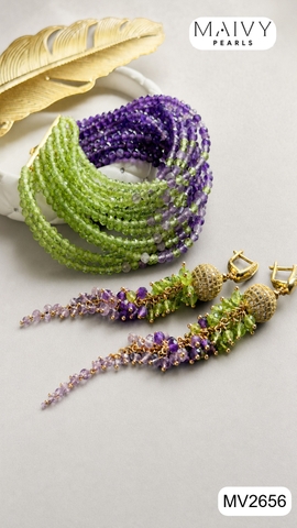 MV2656-Bộ vòng tay và hoa tai đá Peridot – Amethys