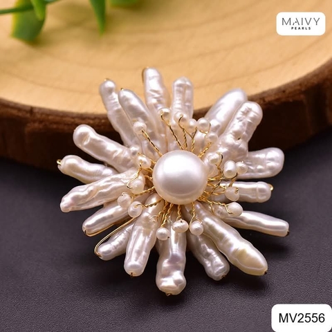 MV2556 - cài áo Baroque hạt dài mix trai tròn