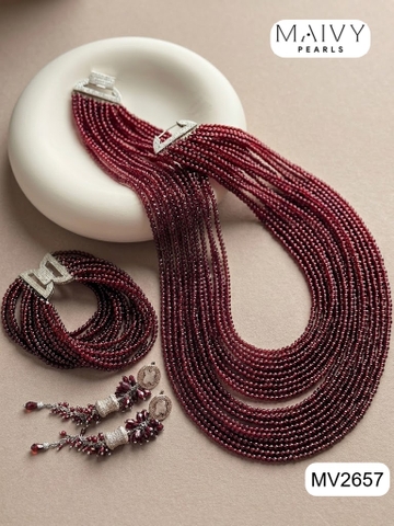 MV2657 – Bộ trang sức đá Garnet nhiều tầng - Sang trọng, quyền lực và đầy cuốn hút