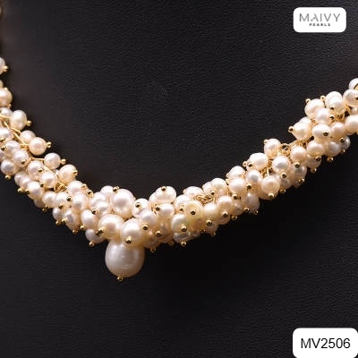 MV2506 - Dây chuyền Tinh Khôi ngọc trai trắng size 3-4mm kết chùm