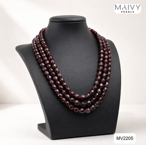MV2205 - Dây Chuyền Thạch Lựu Cắt Giác 3 sợi