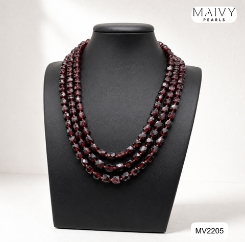 MV2205 - Dây Chuyền Thạch Lựu Cắt Giác 3 sợi