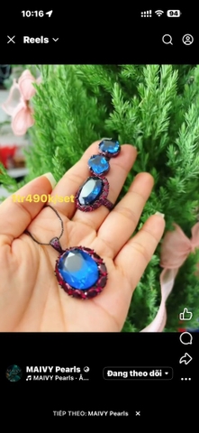 SET NHẪN + DÂY CHUYỀN CZ XANH ĐỎ