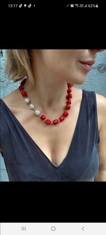 Dây chuyền san hô mix trai