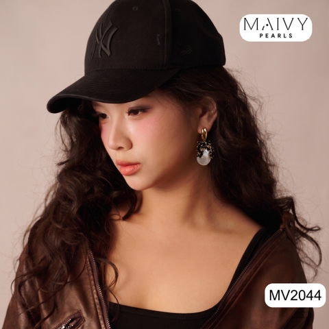 MV2044 | Set Dây Chuyền Keshi Và Bông Tai Ngọc Trai Baroque Phối Đá Spinel Đen Thời Thượng