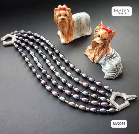 MV2038 - Lắc Tay Ngọc Trai Lông Công 5 Sợi Sz 6-7mm.
