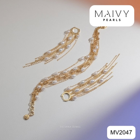 MV2047- Set Lắc tay và bông tai nhiều sợi thả dài