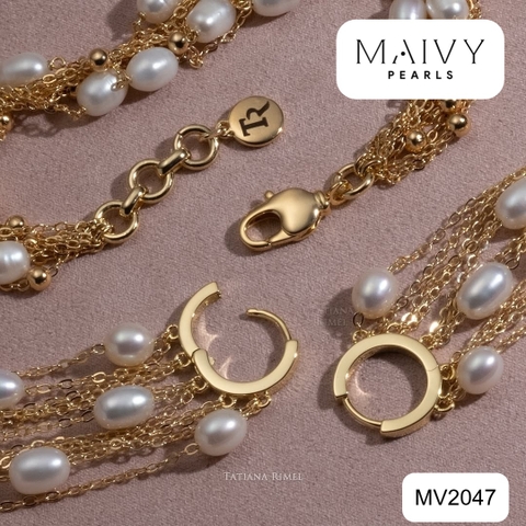 MV2047- Set Lắc tay và bông tai nhiều sợi thả dài