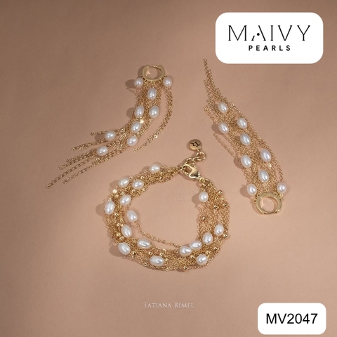 MV2047- Set Lắc tay và bông tai nhiều sợi thả dài