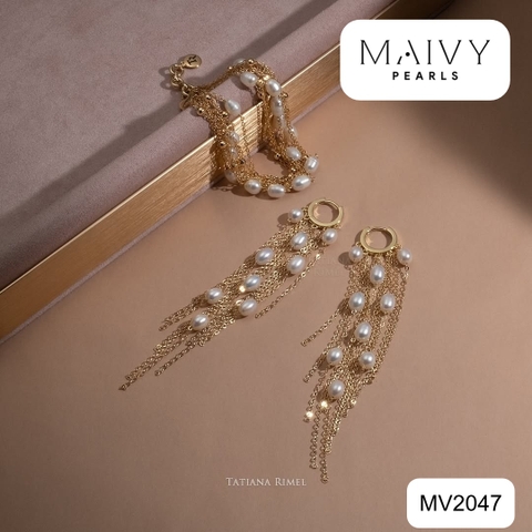 MV2047- Set Lắc tay và bông tai nhiều sợi thả dài