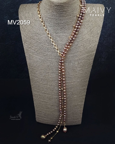 MV2059 - Dây Chuyền Ngọc Trai ánh Nâu Thiết Kế Hiện Đại