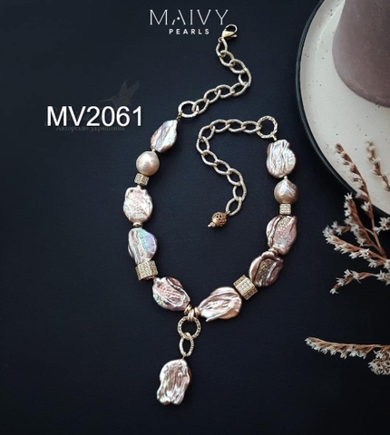 MV2061 - Set Ngọc Trai Baroque Hồng Ánh Tím Kèm Mặt Gồm 3 Sản Phẩm Dây Chuyền/Lắc Tay/Bông Tai
