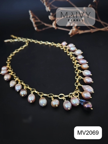 MV2069 - Dây Chuyền Baroque Hồng Ánh Tím Cách Điệu Kiểu Dáng Hiện Đại