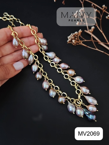MV2069 - Dây Chuyền Baroque Hồng Ánh Tím Cách Điệu Kiểu Dáng Hiện Đại