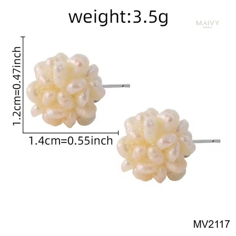 MV2117 | Bông Tai Ngọc Trai Hoa Cẩm Tú Cầu - Kiêu Hãnh Và Tinh Tế