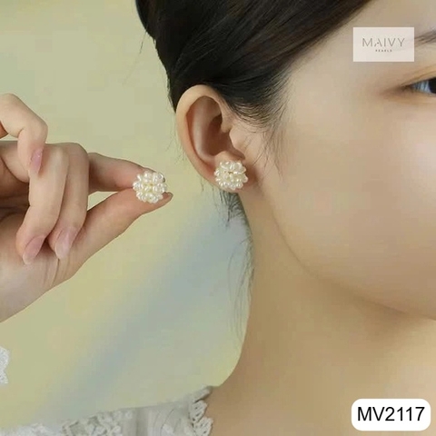 MV2117 | Bông Tai Ngọc Trai Hoa Cẩm Tú Cầu - Kiêu Hãnh Và Tinh Tế