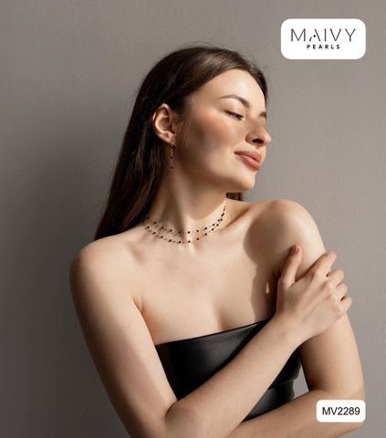 MV2189 - Set Đá Spinel Đen Size Nhí Cách Điệu Kiểu Hiện Đại Gồm Dây Chuyền/Lắc Tay/Bông Tai