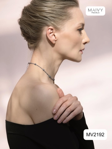 MV2192 - Dây Chuyền Đá Tự Nhiên Máu Xám Ghi Dáng Chocker