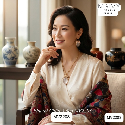 MV2203 - Set Trai Gạo Mix Đá Thạch Anh Hồng Gồm Dây Chuyền / Lắc Tay