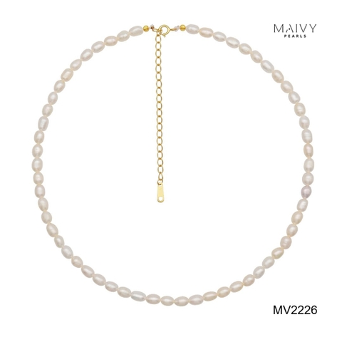 MV2226- Set dây chuyền đôi trai gạo 5li mix 9li