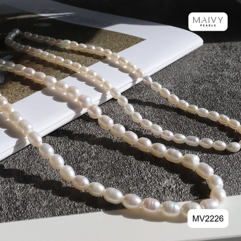 MV2226- Set dây chuyền đôi trai gạo 5li mix 9li