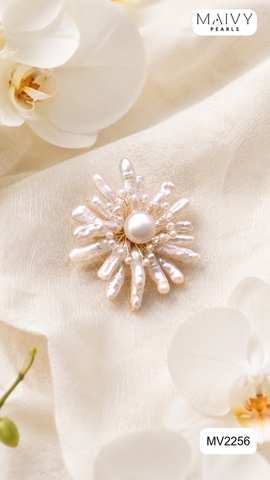 MV2556 - cài áo Baroque hạt dài mix trai tròn