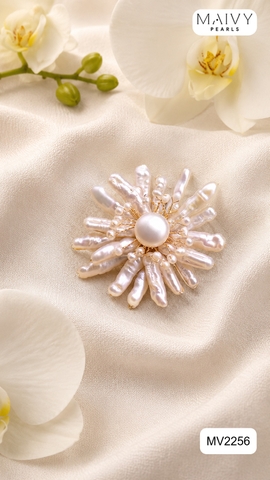 MV2556 - cài áo Baroque hạt dài mix trai tròn