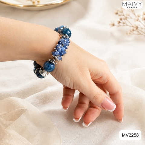 MV2258- Dây chuyền , Lắc Tay Đá Thạch Anh Xanh Biển Mix Chùm
