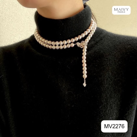 MV2276- Dây chuyền Akoya  mix khóa kẹp thông minh