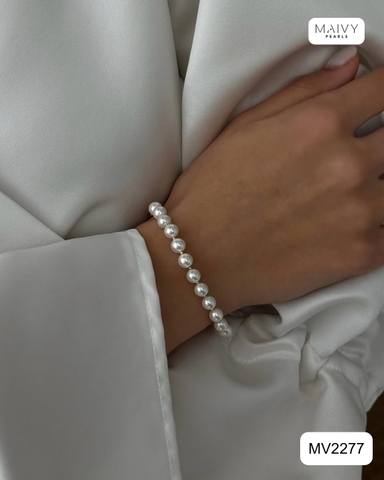 MV2277- Set dây chuyền và bông tai trai trắng Lumi Pearl