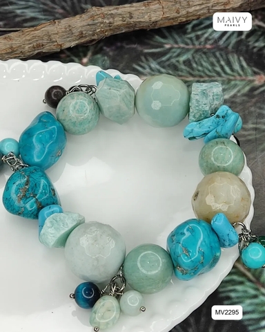 MV2295 - Lắc tay đá lam sz to mix màu đậm nhạt