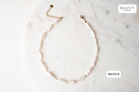 MV2319 - Dây chuyền ngọc trai baroque hạt dài màu trắng