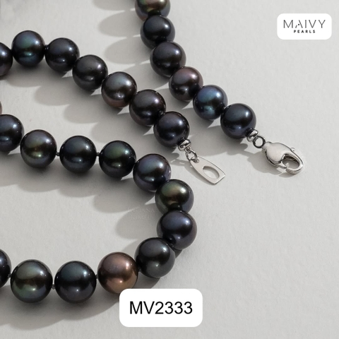 MV2333 - Dây chuyền ngọc trai tròn màu lông công sz 7-8mm kèm mặt