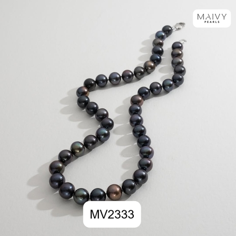 MV2333 - Dây chuyền ngọc trai tròn màu lông công sz 7-8mm kèm mặt