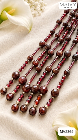 MV2365- Dây chuyền mix 3 sợi đá thạch lựu Garnet Aurora