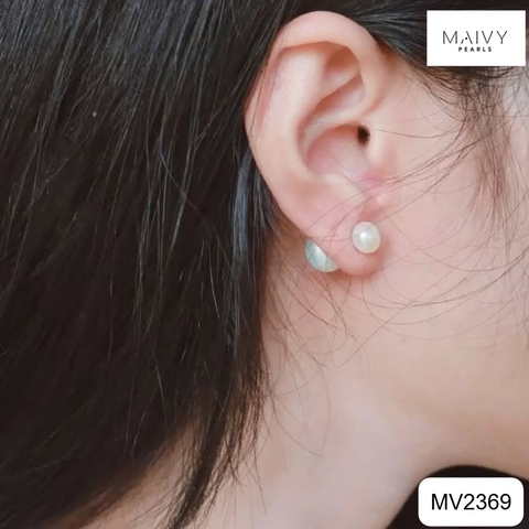 MV2369 - Bông tai nụ dior 2 đầu trắng sz vip đầu to 15-17mm đầu nhỏ 7-8mm