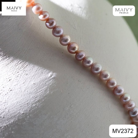 MV2372 - Set ngọc trai gạo size 4mm màu hồng ánh tím gồm dây chuyền, lắc tay, bông tai