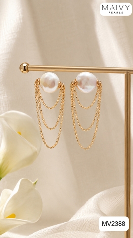 MV2388 - Bông tai ngọc trai baroque cúc áo mix phụ kiện bạc 925 mạ vàng 18k 2 màu trắng/hồng ánh tím