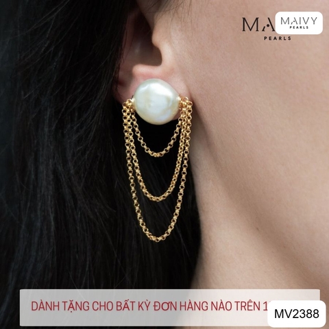 MV2388 - Bông tai ngọc trai baroque cúc áo mix phụ kiện bạc 925 mạ vàng 18k 2 màu trắng/hồng ánh tím