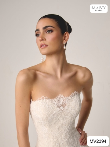 MV2394 - Bông tai Baroque trắng ánh xà cừ gồm 2 phiên bản dáng thả dài và dáng ngắn