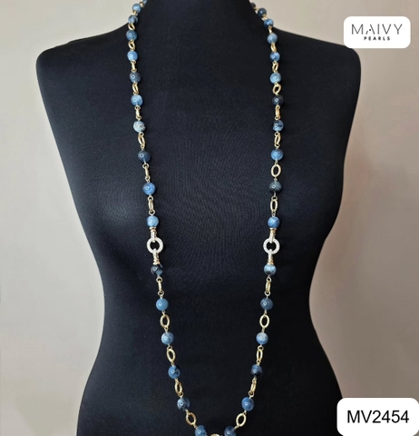 MV2454 - Dây chuyền đôi đá xanh tự nhiên mix nhiều phong cách