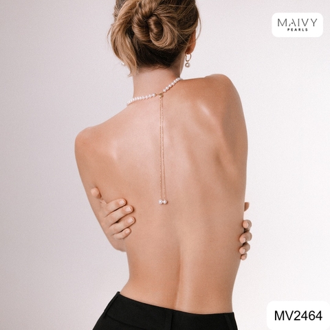 MV2464 - Dây chuyền chuỗi ngọc trai trắng khóa rút thả dài