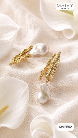 MV2552 - Set ngọc trai baroque màu trắng mix phụ kiện bạc 925 mạ vàng 18k hiện đại, cá tính