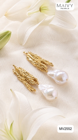 MV2552 - Set ngọc trai baroque màu trắng mix phụ kiện bạc 925 mạ vàng 18k hiện đại, cá tính