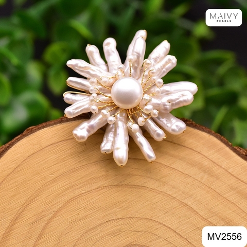 MV2556 - cài áo Baroque hạt dài mix trai tròn