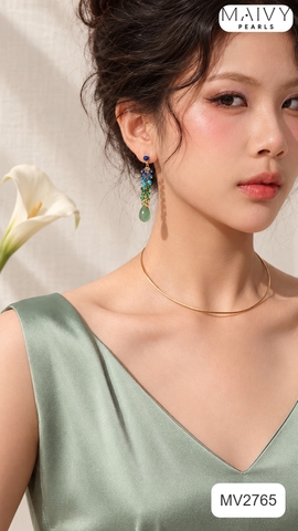 MV2765-Bông tai đá màu dáng dài MV2765 – Sắc màu thanh lịch cho mùa tiệc